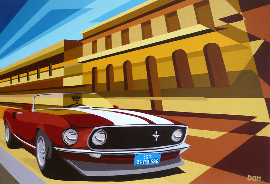 Nice American Cars: Ford Mustang painting by Dominique Massot