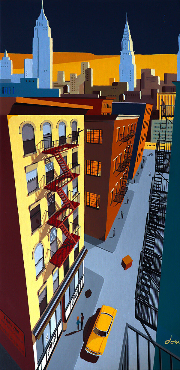 New-York Friends Building in the streets painting by Dominique Massot