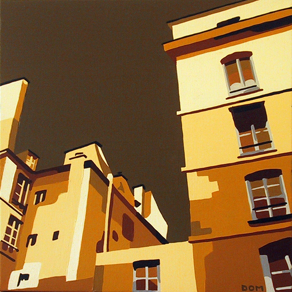 Facades of buildings in Rue Saint-Honoré painting from Dominique Massot