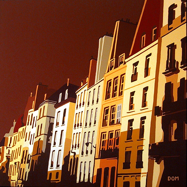 Facades of buildings in Saint-Paul painting from Dominique Massot