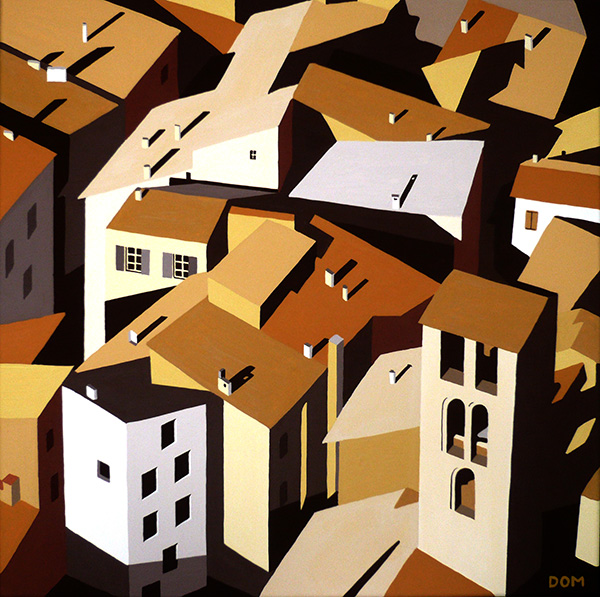 South rooftops painting by Dominique Massot