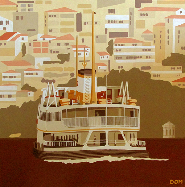 Sur le thème de la Mer : Vapur çay pogaça peinture de Dominique Massot