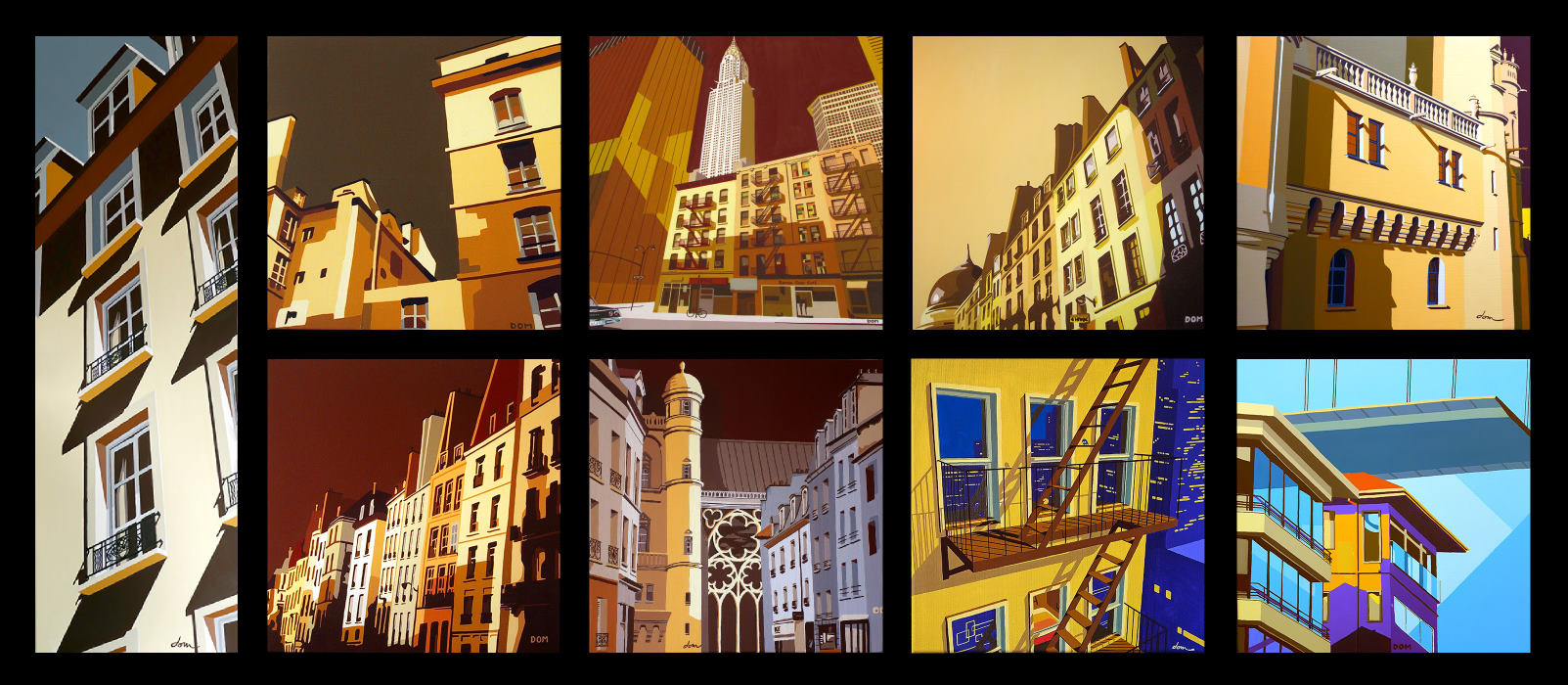 Shiny facades paintings by Dominique Massot